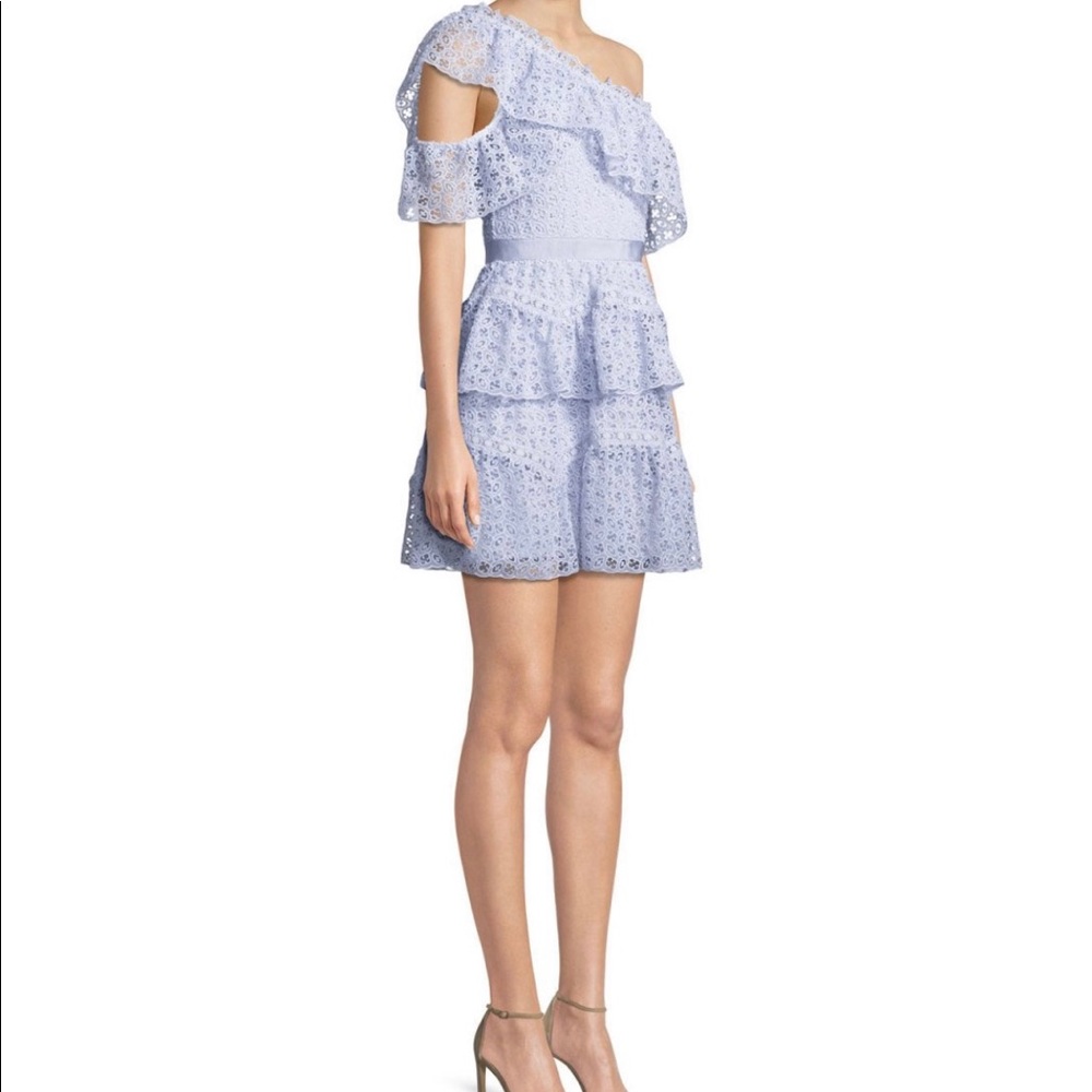 Self-Portrait One Shoulder Organza Ruffle Mini